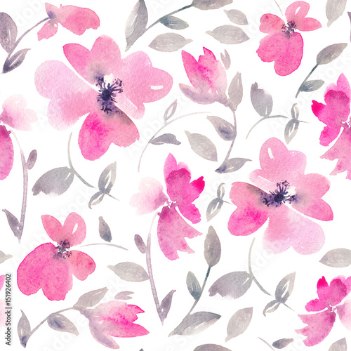 Wallpaper Mural Romantic Pink Floral seamless Pattern. Torontodigital.ca