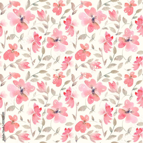 Fototapeta Naklejka Na Ścianę i Meble -  Romantic light red Floral seamless Pattern.