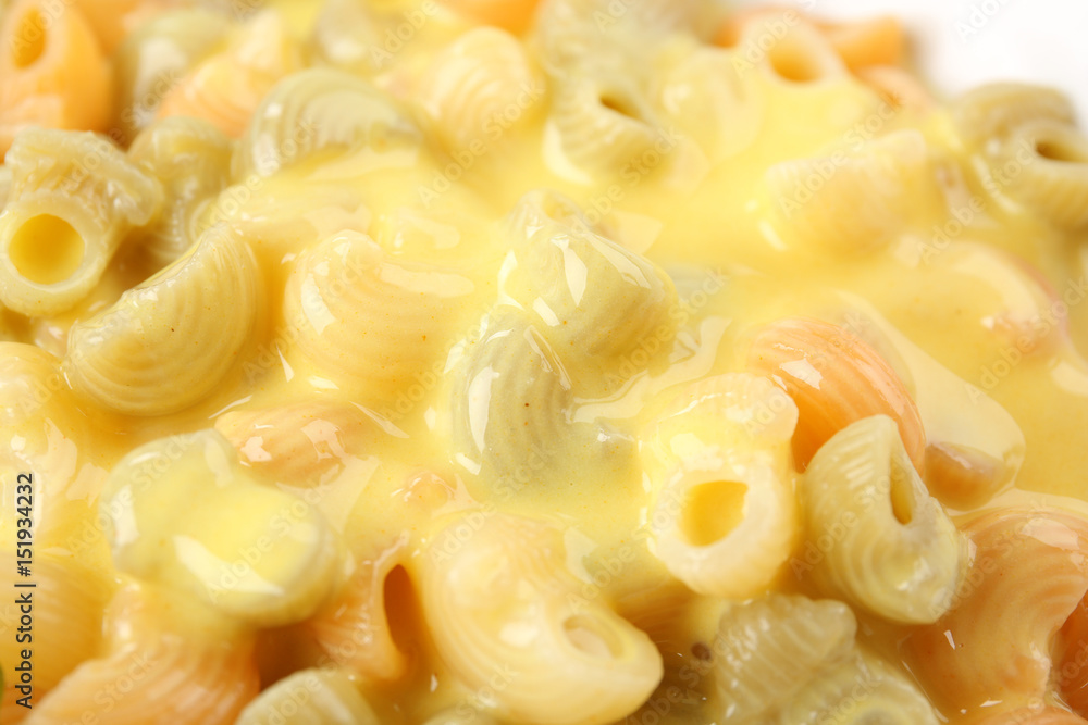 Tasty pasta with cheese sauce, closeup Tasty pasta with cheese sauce, closeup