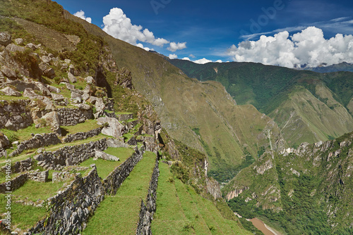Stone inca terraces with grass