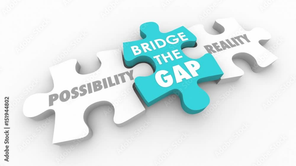 Bridge the Gap Between Possibility and Reality Puzzle Piece 3d Animation Bridge the Gap Between Possibility and Reality Puzzle Piece 3d Animation
