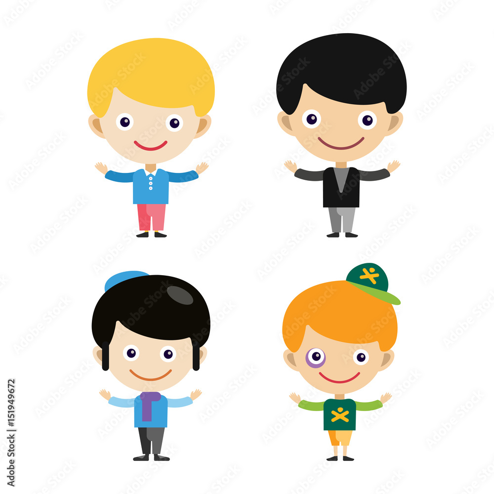 Boy portrait fun happy young expression cute teenager cartoon character little kid flat vector illustration. Boy portrait fun happy young expression cute teenager cartoon character little kid flat vector illustration.