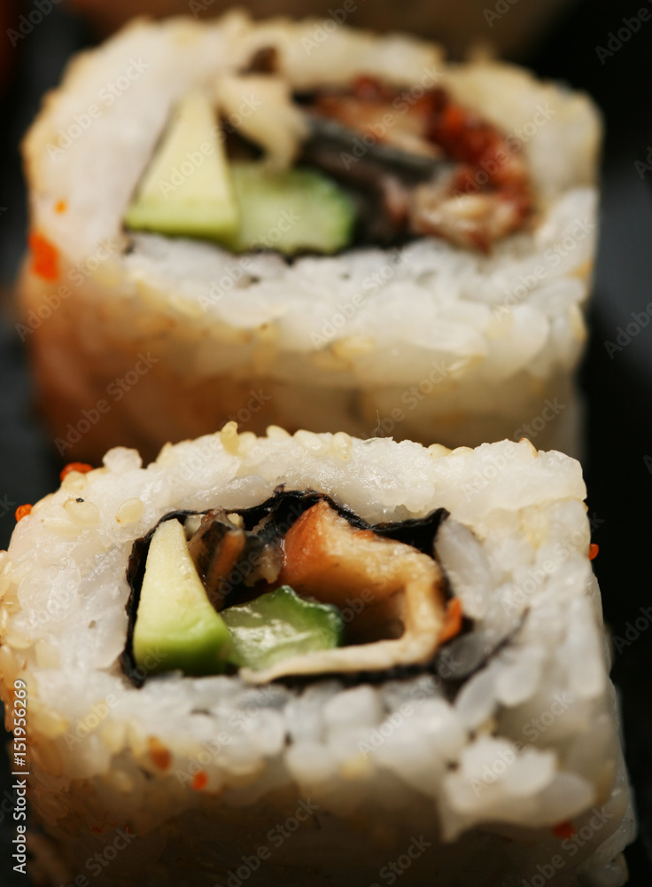 rolls with shrimp, crab and avocado rolls with shrimp, crab and avocado