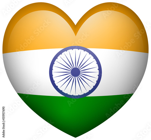 Flag of India in heart shape icon