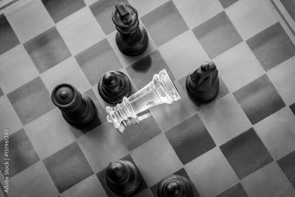 Chess pawns on the chessboard. Closeup Chess pawns on the chessboard. Closeup