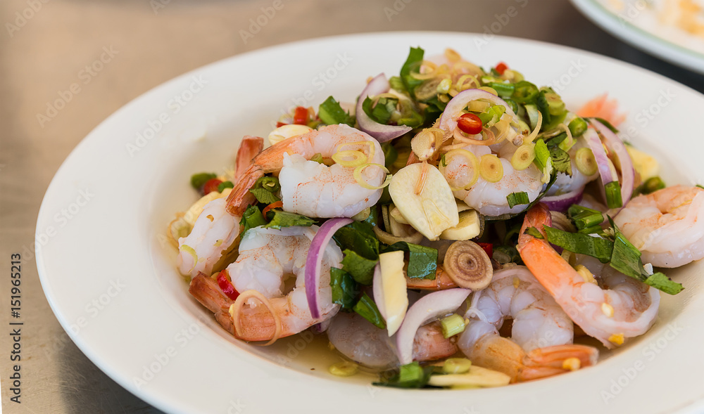 mixing seafood salad mixing seafood salad