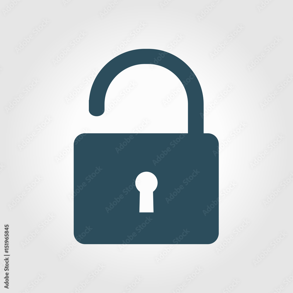 Unlock icon. Flat design style. Access to the user. Unlock icon. Flat design style. Access to the user.