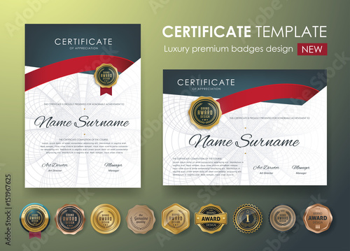 certificate template with luxury pattern,diploma,Vector illustration and vector Luxury premium badges design,Set of retro vintage badges and labels.
