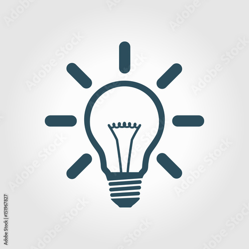 Light lamp sign icon. Idea bulb symbol. Flat design style.