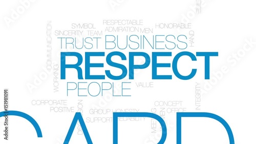 Respect animated word cloud, text design animation. Kinetic typography.