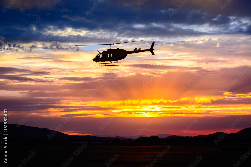 Bell 206 at sunset