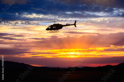 Bell 206 at sunset
