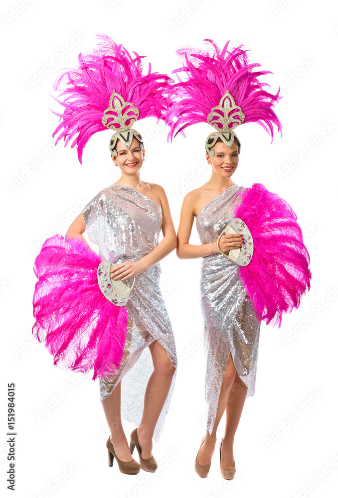 Beautiful Girls in carnival costume, isolated on white background. Beautiful Girls in carnival costume, isolated on white background.