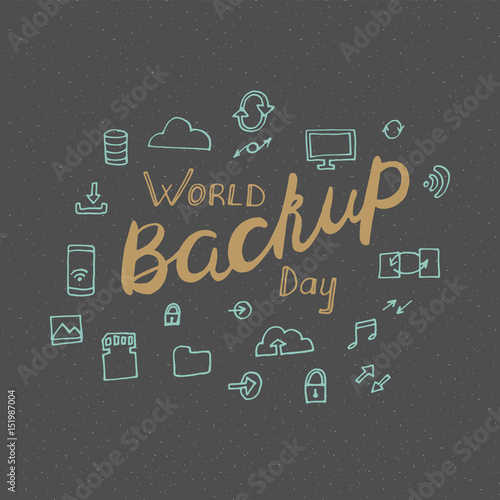World backup day poster, hand drawn style