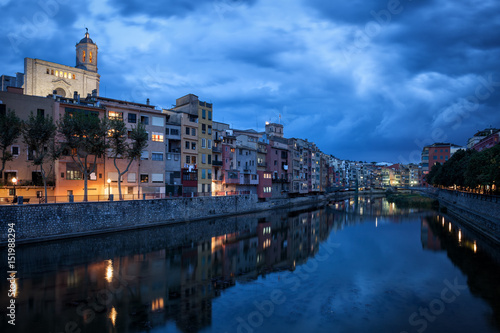 Girona City at Dusk in Catalonia  Spain