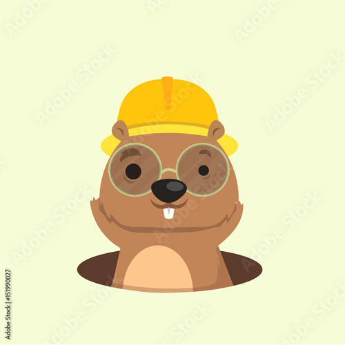 Cute happy smiling mole character.