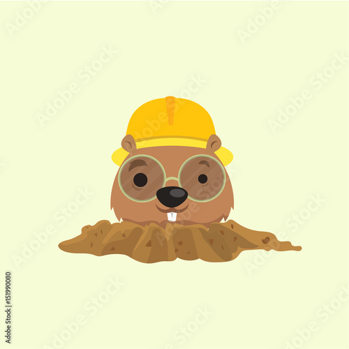 Cute happy smiling mole character.
