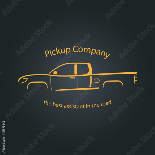 Pickup company car logo in dark blue background. 