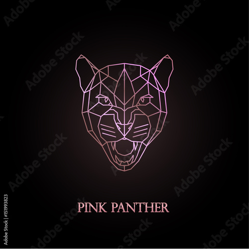 Pink panther logo design. Polygonal style. 