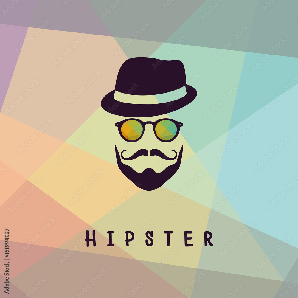 Vintage silhouette of hipster. Retro gentleman icon. 