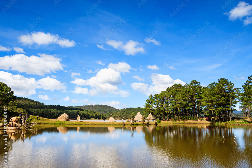 Golden Valley in Dalat, Lam Dong province, Vietnam. Fresh air, pine trees, brilliant flowers and murmuring brooks, the Golden Valley is a picturesque detour, 14km north of Dalat.