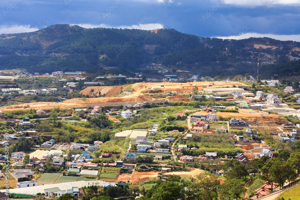 Dalat city, view from Robin hill, Dalat, Lam Dong, Vietnam. Da Lat is one of the beautiful and the famous city in Viet Nam. It also a popular tourist destination of Asia.