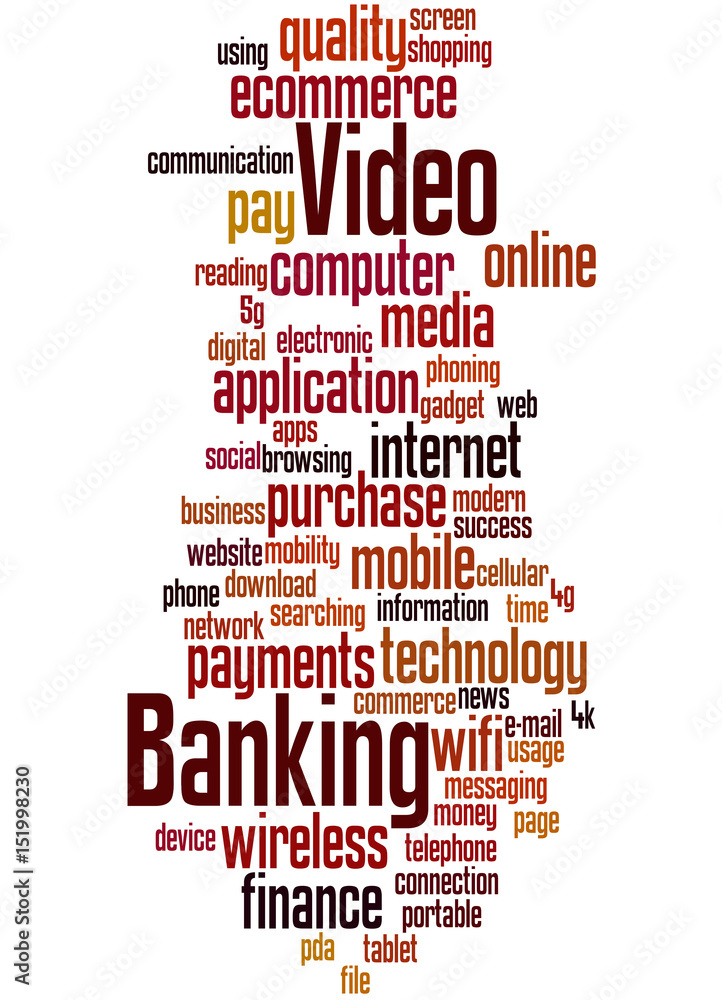Obraz premium Video banking, word cloud concept 4