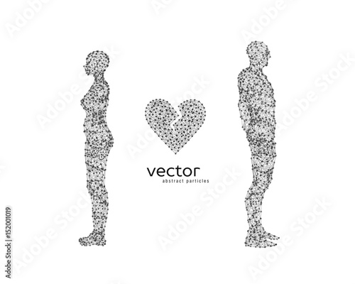 Vector illustration of couple with broken heart.