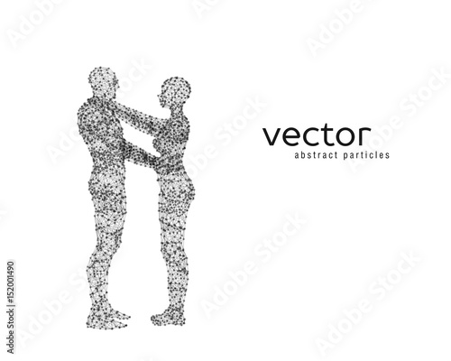 Vector illustration of couple hugging each other.