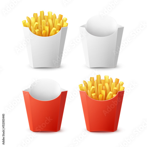 Vector Set of Packed Potatoes French Fries