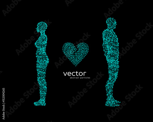 Vector illustration of couple with broken heart.