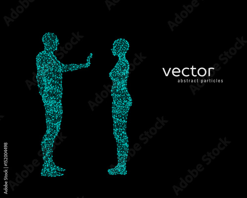 Vector illustration of couple on black background.