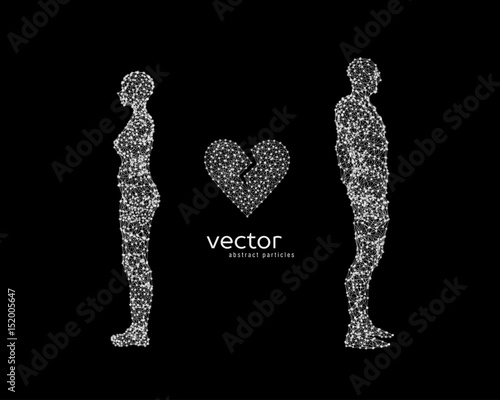 Vector illustration of couple with broken heart.