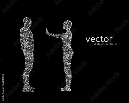 Vector illustration of couple on black background.