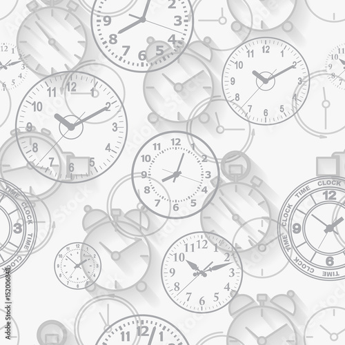 Seamless pattern composed of images hours. Vector illustration.