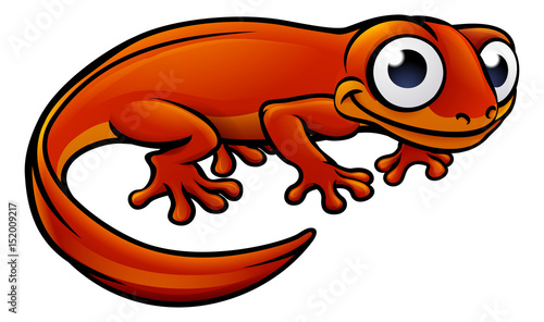 Fotografie, Obraz Newt or Salamander Cartoon Character