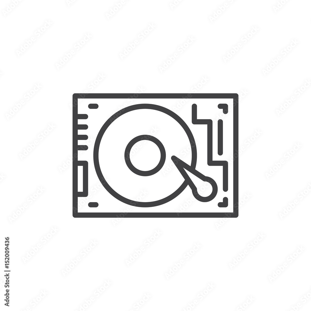 HDD, Hard disk drive line icon, outline vector sign, linear style pictogram isolated on white. Symbol, logo illustration. Editable stroke. Pixel perfect HDD, Hard disk drive line icon, outline vector sign, linear style pictogram isolated on white. Symbol, logo illustration. Editable stroke. Pixel perfect