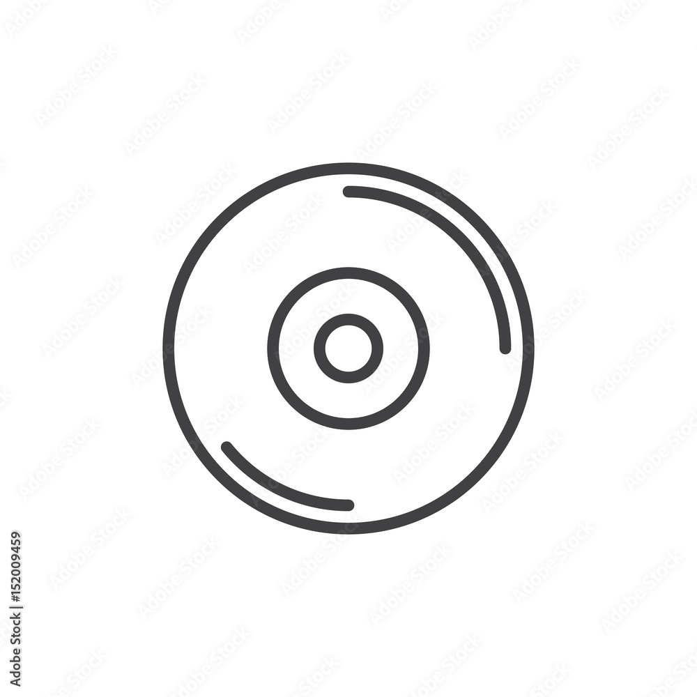 CD, DVD disc line icon, outline vector sign, linear style pictogram isolated on white. Symbol, logo illustration. Editable stroke. Pixel perfect CD, DVD disc line icon, outline vector sign, linear style pictogram isolated on white. Symbol, logo illustration. Editable stroke. Pixel perfect