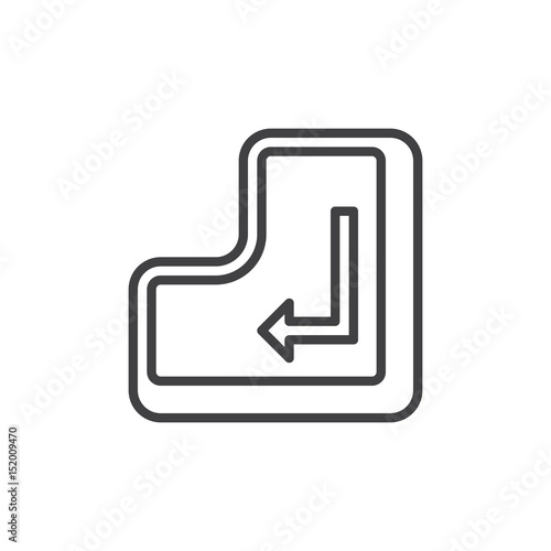 Enter key line icon, outline vector sign, linear style pictogram isolated on white. Symbol, logo illustration. Editable stroke. Pixel perfect