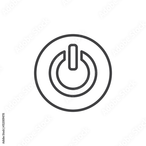 Power button line icon, outline vector sign, linear style pictogram isolated on white. Symbol, logo illustration. Editable stroke. Pixel perfect