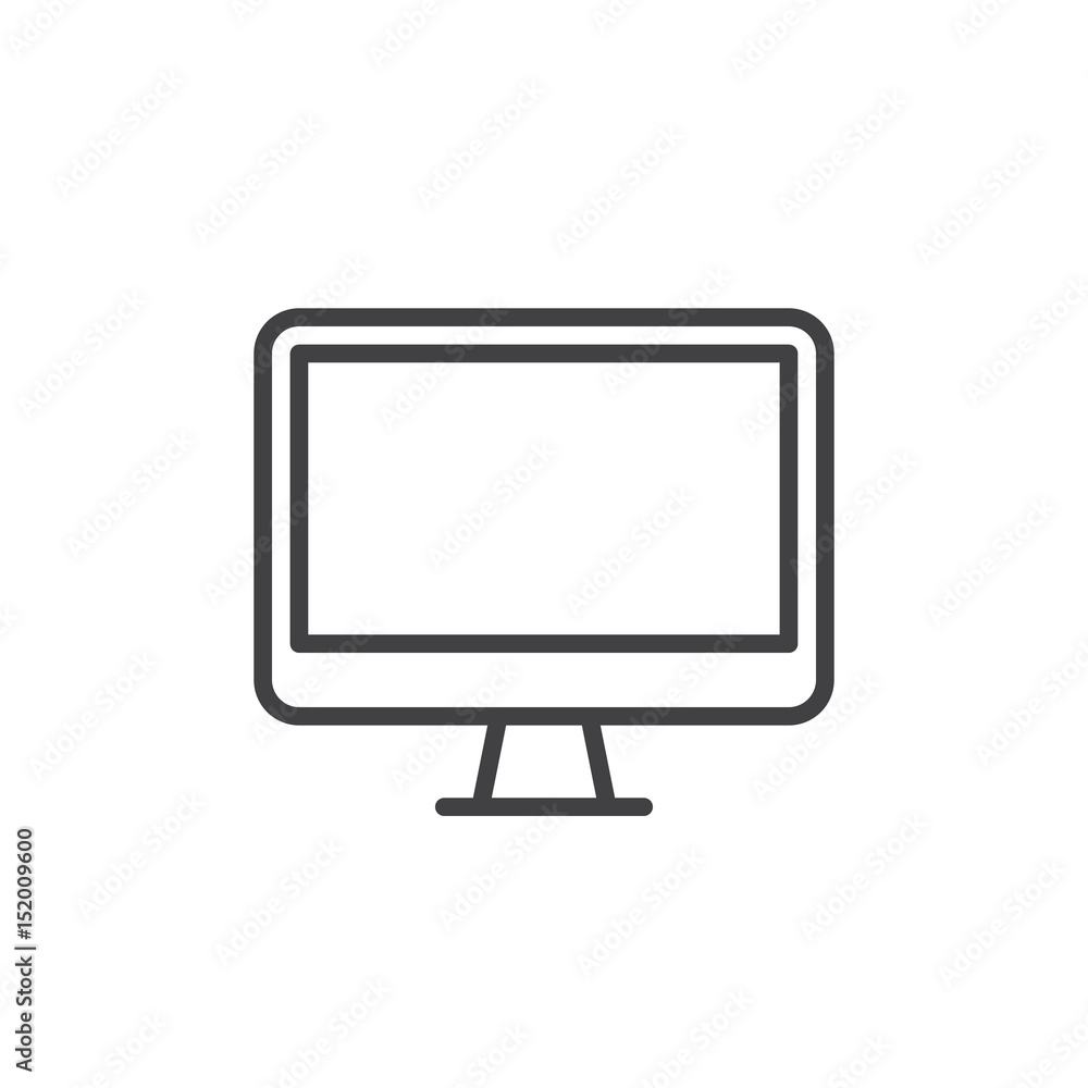 Monitor, desktop computer line icon, outline vector sign, linear style pictogram isolated on white. Symbol, logo illustration. Editable stroke. Pixel perfect Monitor, desktop computer line icon, outline vector sign, linear style pictogram isolated on white. Symbol, logo illustration. Editable stroke. Pixel perfect