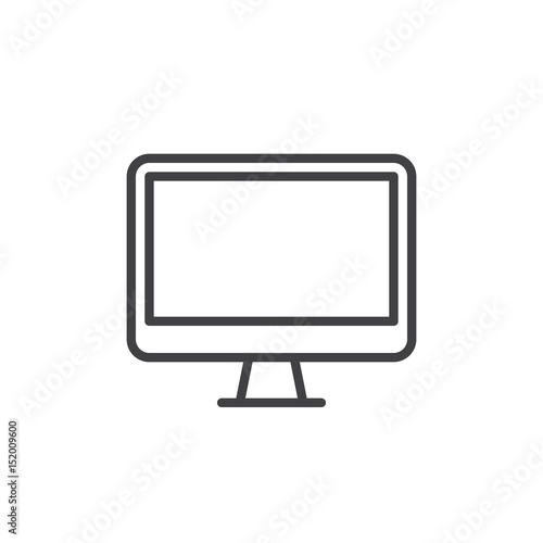 Monitor, desktop computer line icon, outline vector sign, linear style pictogram isolated on white. Symbol, logo illustration. Editable stroke. Pixel perfect