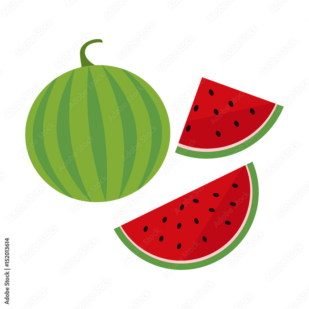 Watermelon vector illustration. Slices of watermelon. Flat design Watermelon vector illustration. Slices of watermelon. Flat design