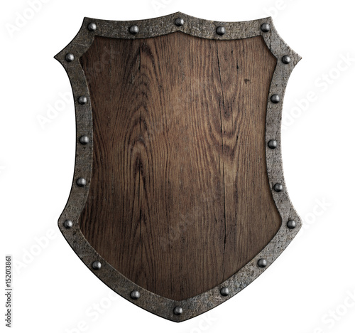 medieval wooden shield isol...