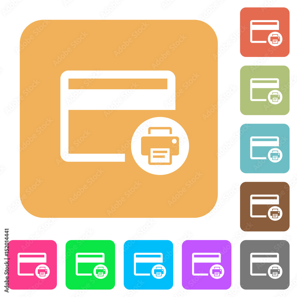 Credit card print record rounded square flat icons Credit card print record rounded square flat icons