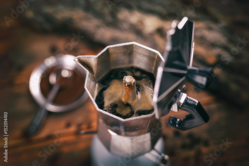 Coffee in a moka pot photo