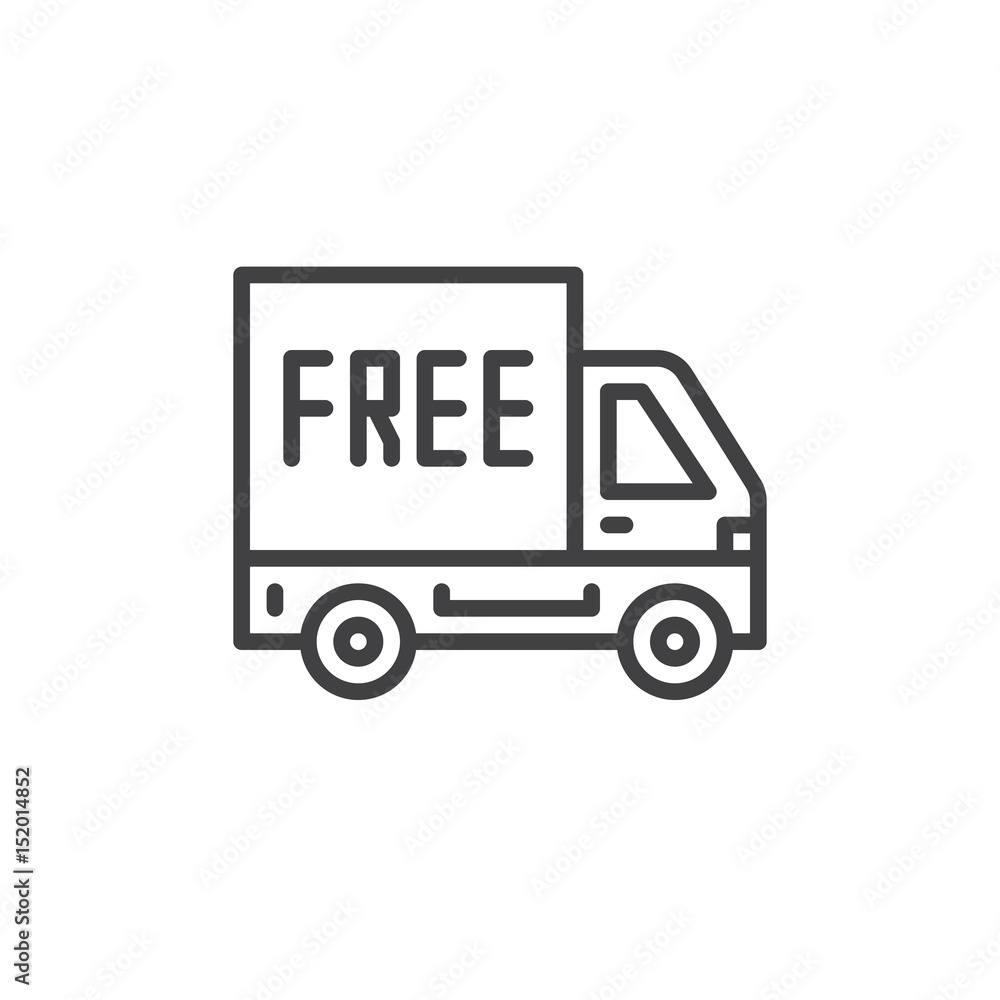 Free shipping line icon, outline vector sign, linear style pictogram isolated on white. Symbol, logo illustration. Editable stroke. Pixel perfect Free shipping line icon, outline vector sign, linear style pictogram isolated on white. Symbol, logo illustration. Editable stroke. Pixel perfect