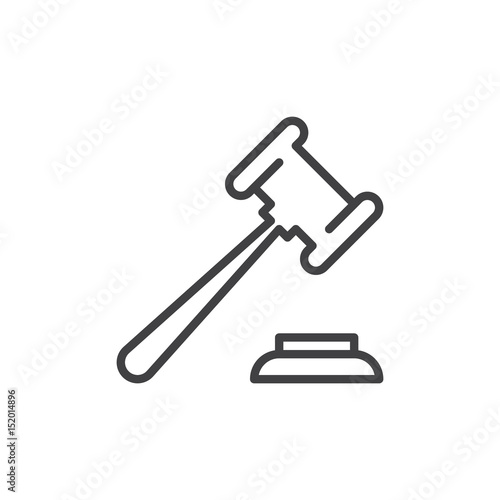Auction hammer, gavel line icon, outline vector sign, linear style pictogram isolated on white. Symbol, logo illustration. Editable stroke. Pixel perfect