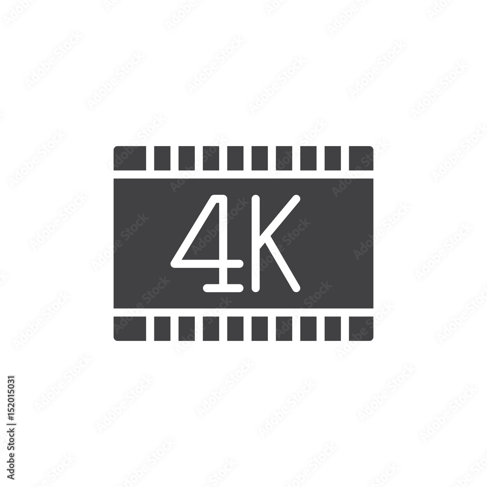 4k video icon vector, filled flat sign, solid pictogram isolated on white. Symbol, logo illustration. Pixel perfect 4k video icon vector, filled flat sign, solid pictogram isolated on white. Symbol, logo illustration. Pixel perfect