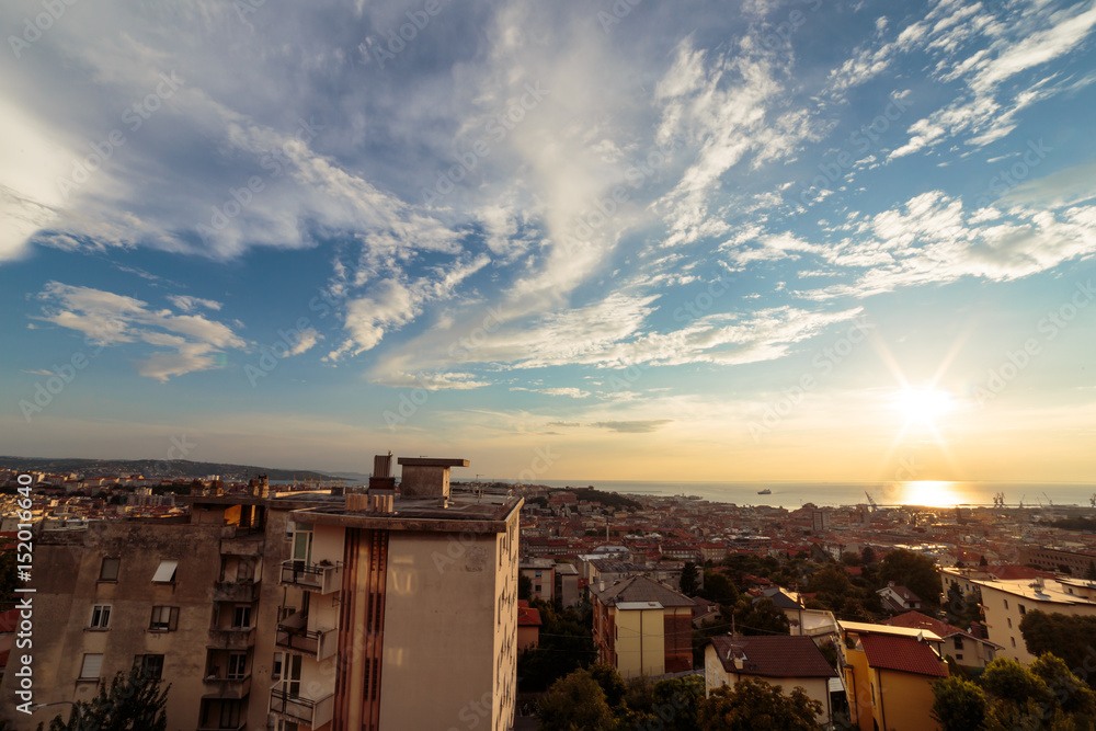 sunset on the city of Trieste sunset on the city of Trieste
